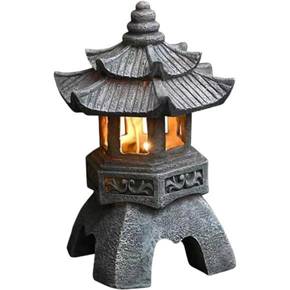 Solar Pagoda Lantern Garden Statue Japanese Decor